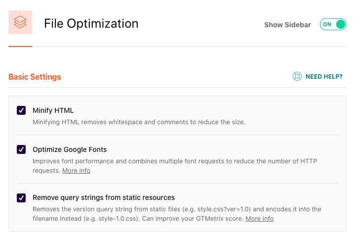 file optimization wp rocket settings 1